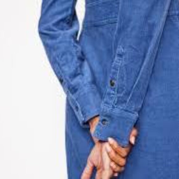 New! Boden Flora Blue Corduroy Button Down Midi Shirt Dress Size 10L - Picture 4 of 7